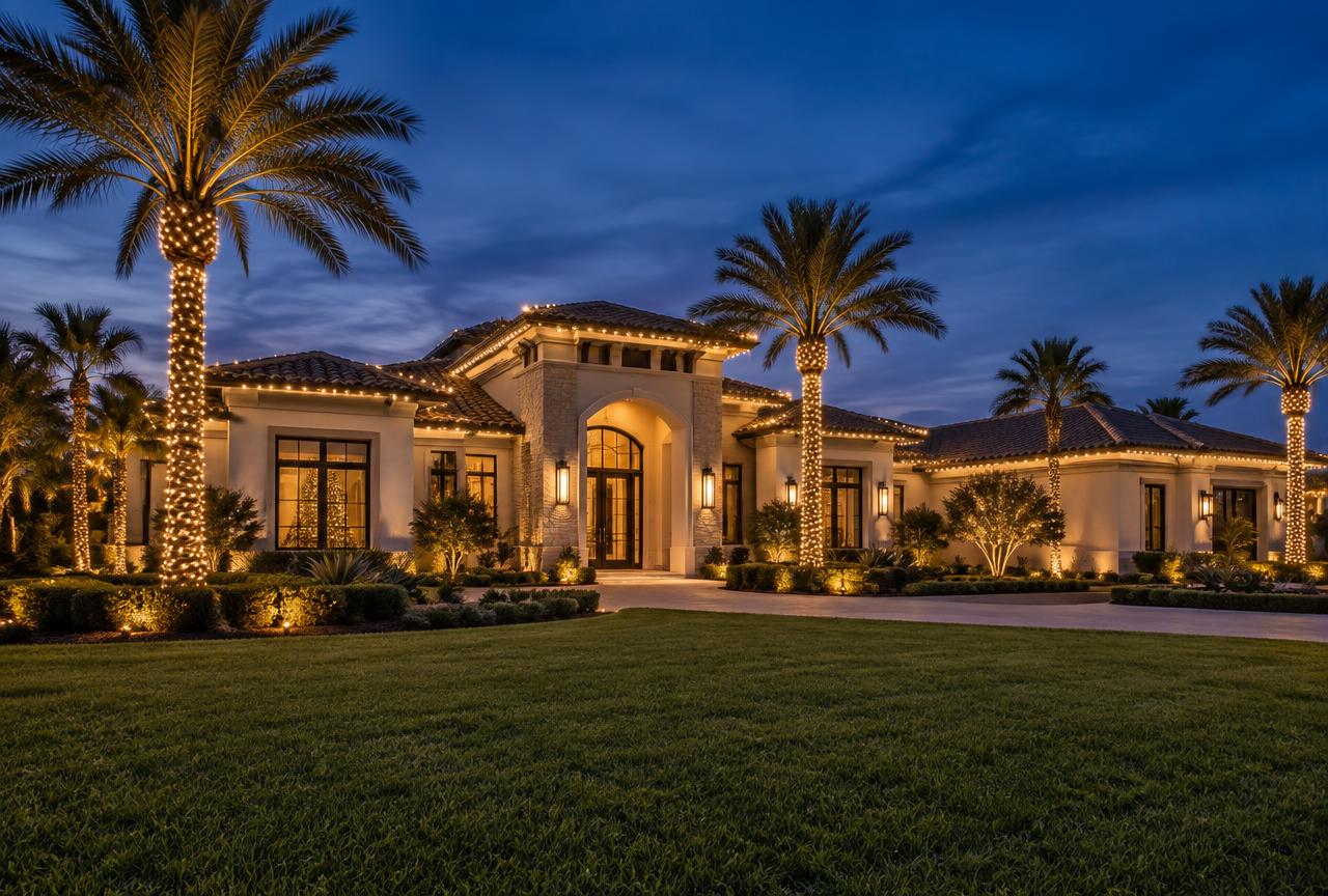 McAllen home with professional Christmas lighting